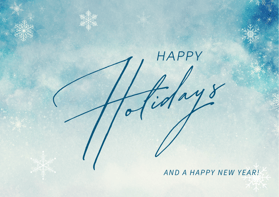 Blue White Happy Holidays Christmas Greeting Card